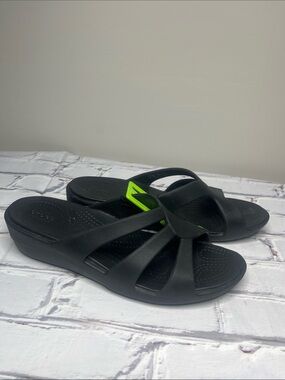 CROCS Black Wedge Sandals